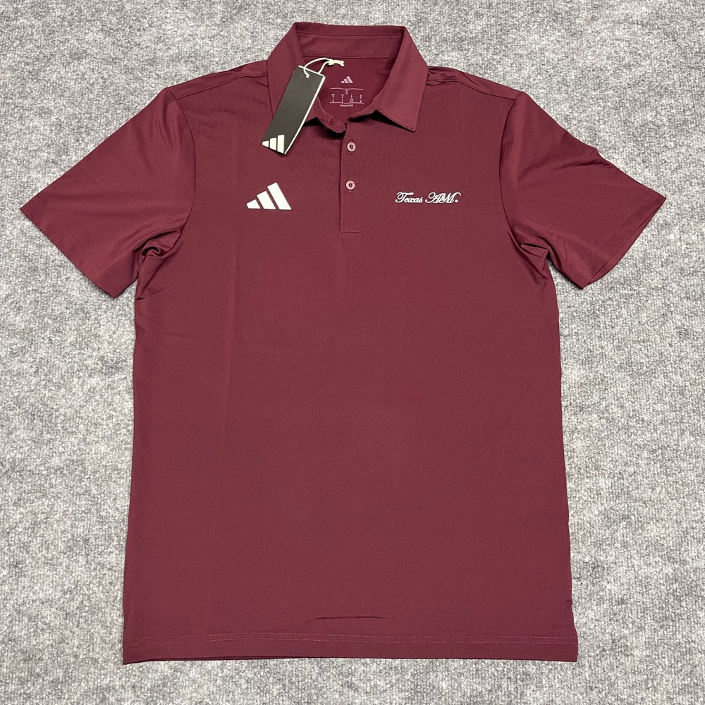 Texas A&M Golf Polo Shirt Men Small Maroon Red Adidas Coach Sideline Performance